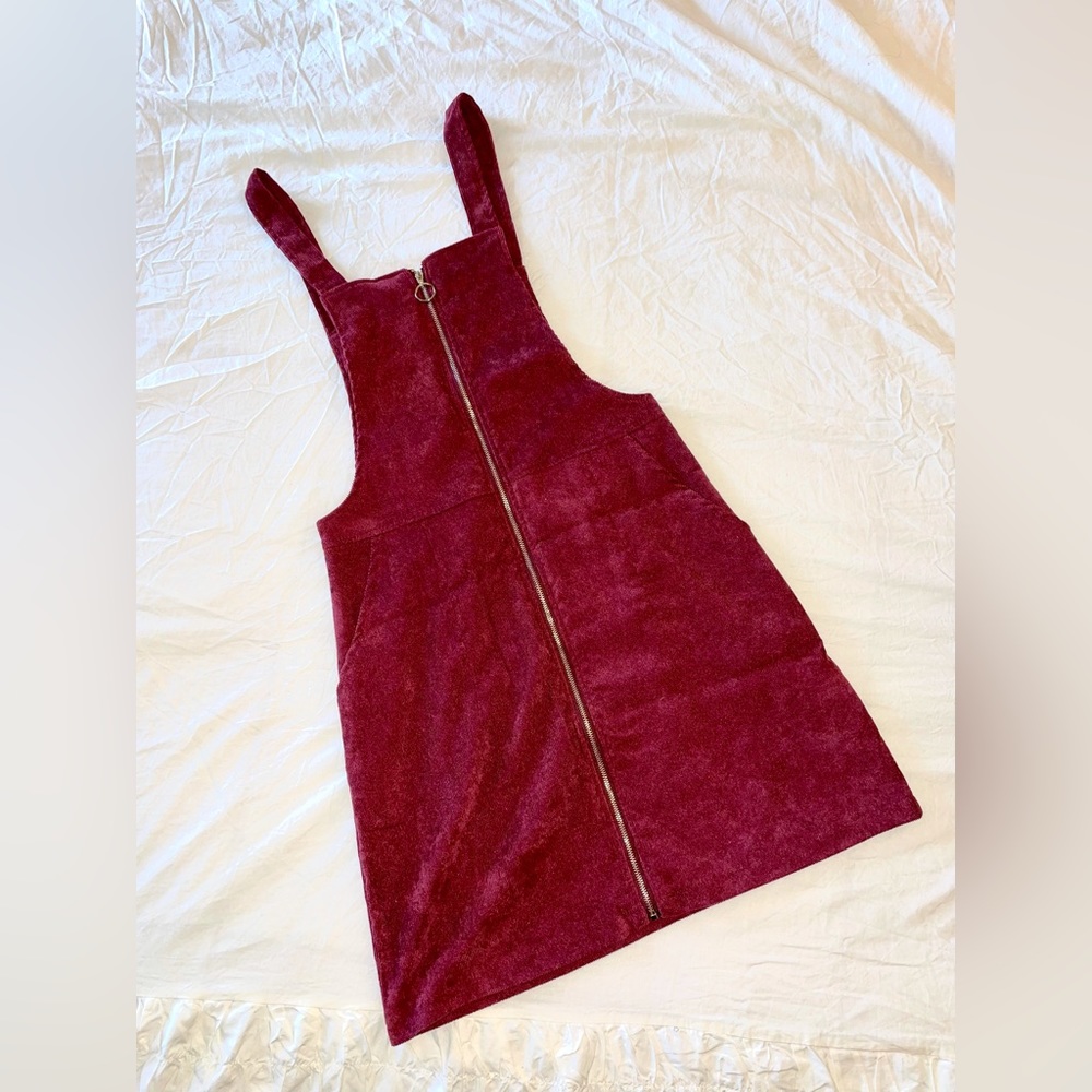 Corduroy Overall Zipper Dress w/ Pockets
